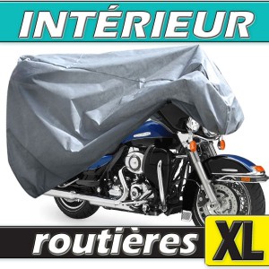 Housse moto routière (grosse cylindrée) semi-sur-mesure en Polypropylène pour protection à l'intérieur (Taille XL) Housse moto routière (grosse cylindrée) semi-sur-mesure en Polypropylène pour protection à l'intérieur (Taille XL)