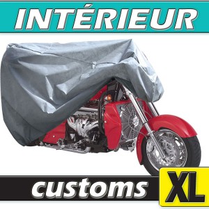 Housse moto custom (grosse cylindrée) semi-sur-mesure en Polypropylène pour protection à l'intérieur (Taille XL) Housse moto custom (grosse cylindrée) semi-sur-mesure en Polypropylène pour protection à l'intérieur (Taille XL)