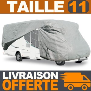 Housse protection Camping Car Taille 11 en Polyester gris 4 couches Housse protection Camping Car Taille 11 en Polyester gris 4 couches